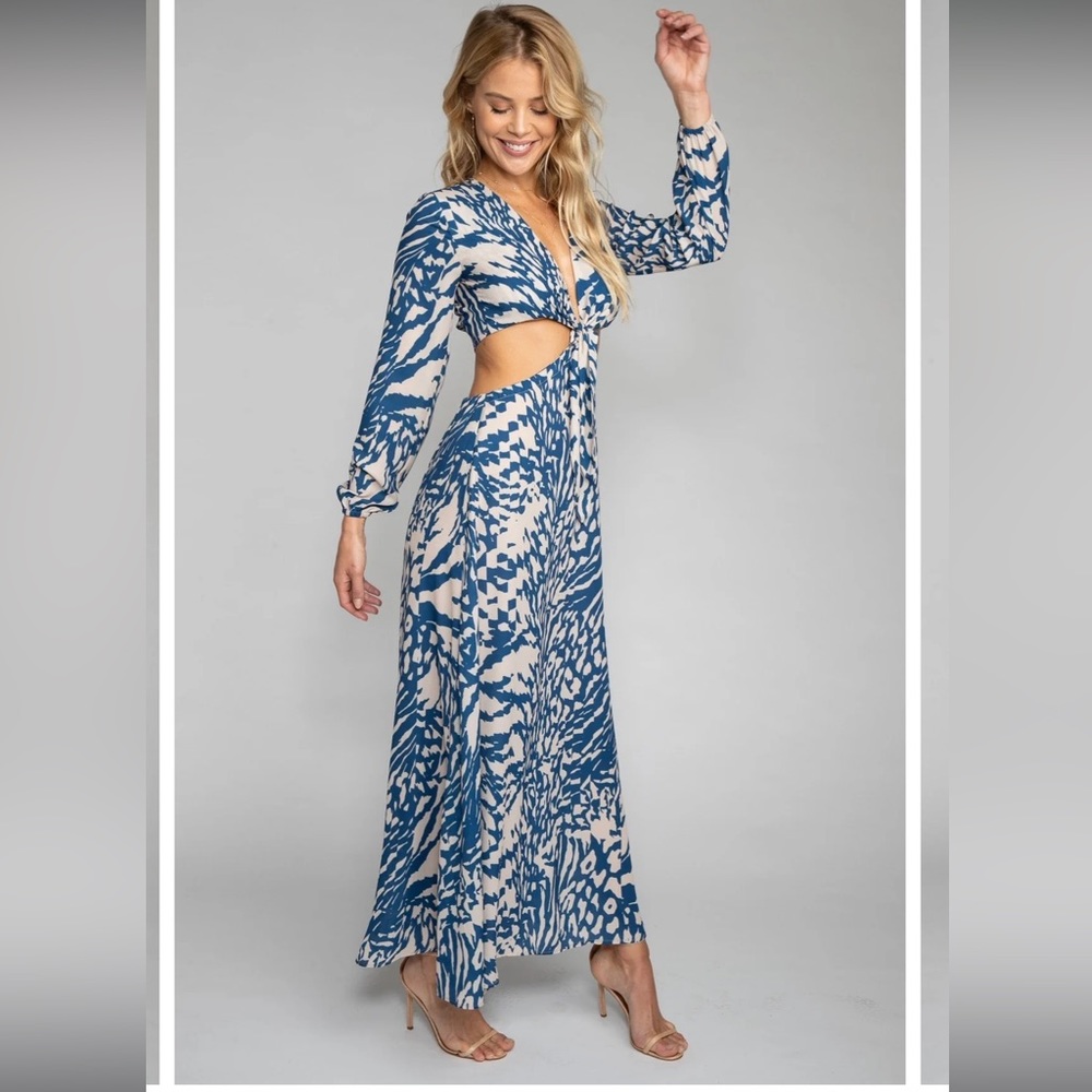 RESA Blue and White Maxi Dress - Picture 5 of 6